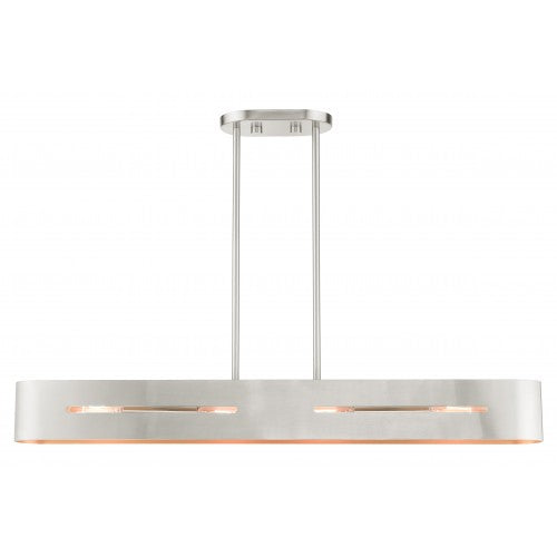4 Light Brushed Nickel Linear Chandelier Livex