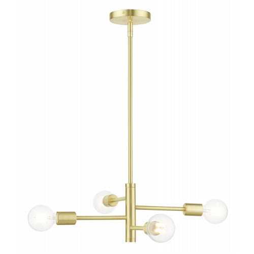 4 Light Satin Brass Chandelier Livex