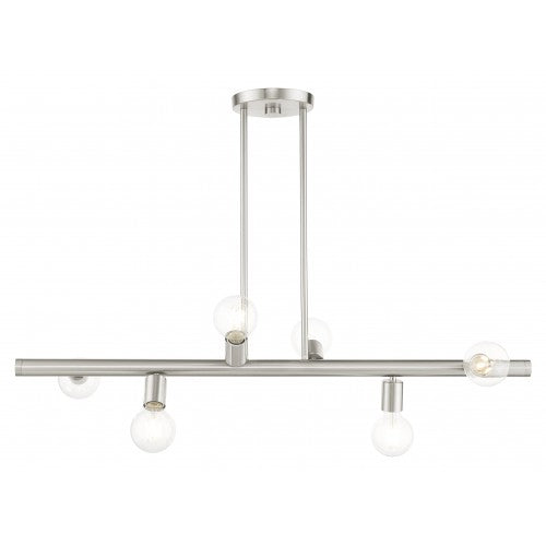 6 Light Brushed Nickel Linear Chandelier Livex