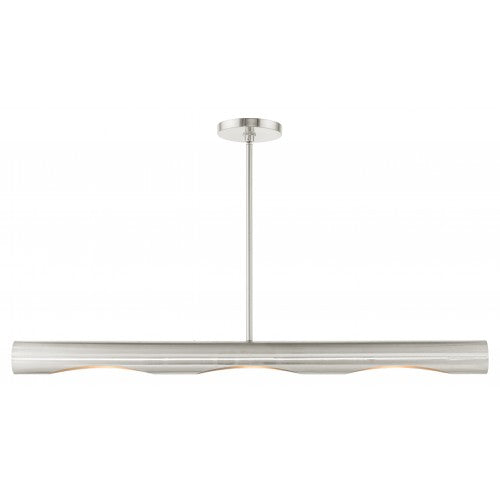 3 Light Brushed Nickel Linear Chandelier Livex