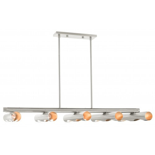 10 Light Brushed Nickel Linear Chandelier Livex