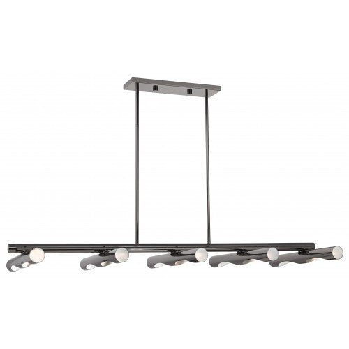 10 Light Black Chrome Linear Chandelier Livex