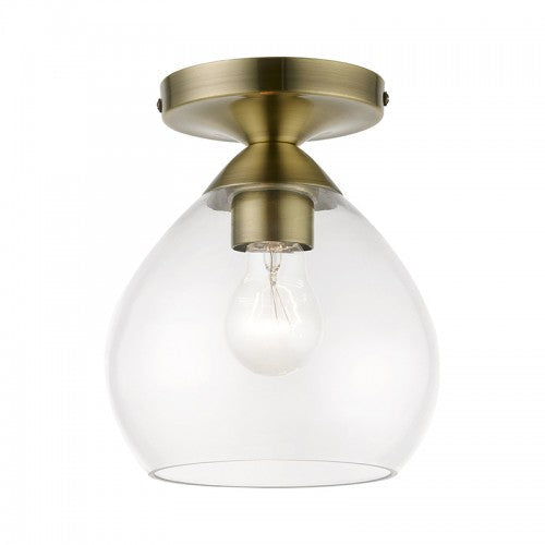 1 Light Antique Brass Semi-Flush Livex