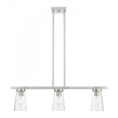 3 Light Brushed Nickel Linear Chandelier Livex