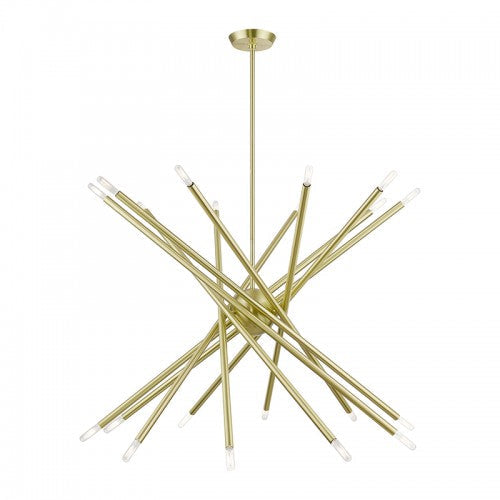 20 Light Satin Brass Large Chandelier Livex
