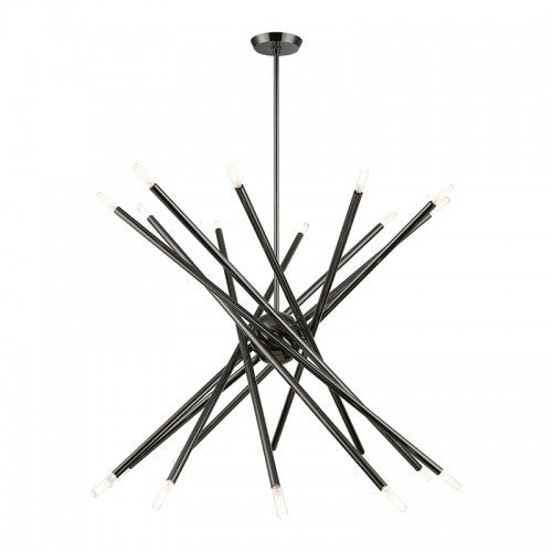 20 Light Black Chrome Large Chandelier Livex