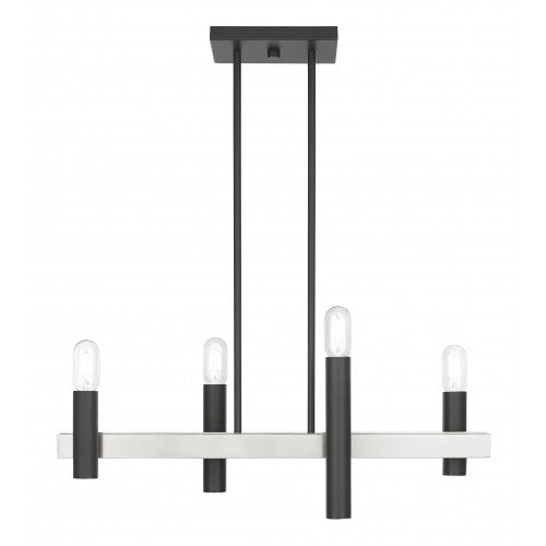 4 Light Scandinavian Gray & Brushed Nickel Linear Chandelier Livex