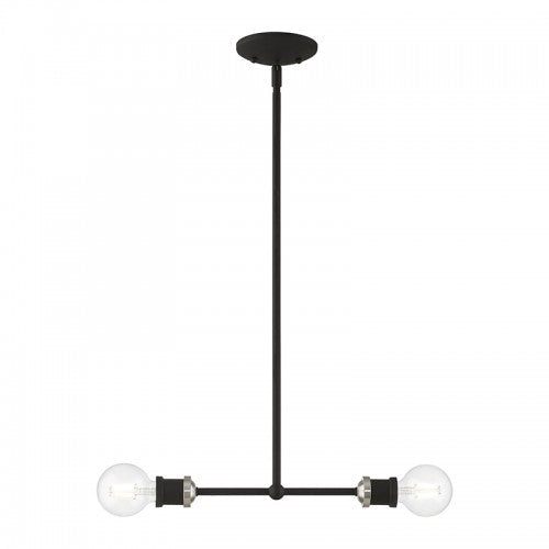 2 Light Black with Brushed Nickel Accents Linear Chandelier Livex