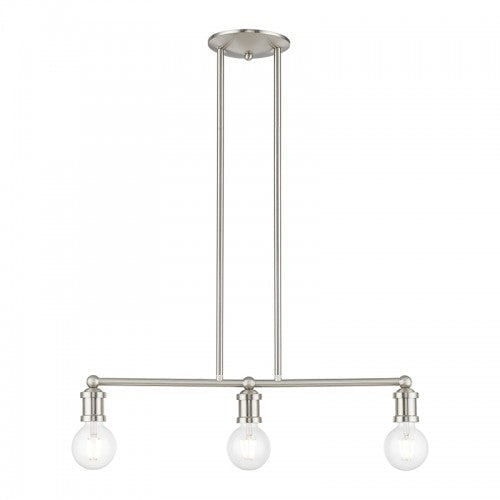 3 Light Brushed Nickel Linear Chandelier Livex