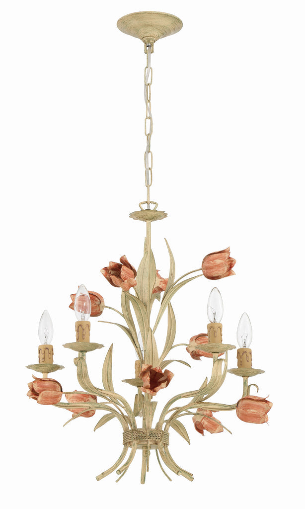 Crystorama Crystorama Southport 5 Light Sage Rose Chandelier