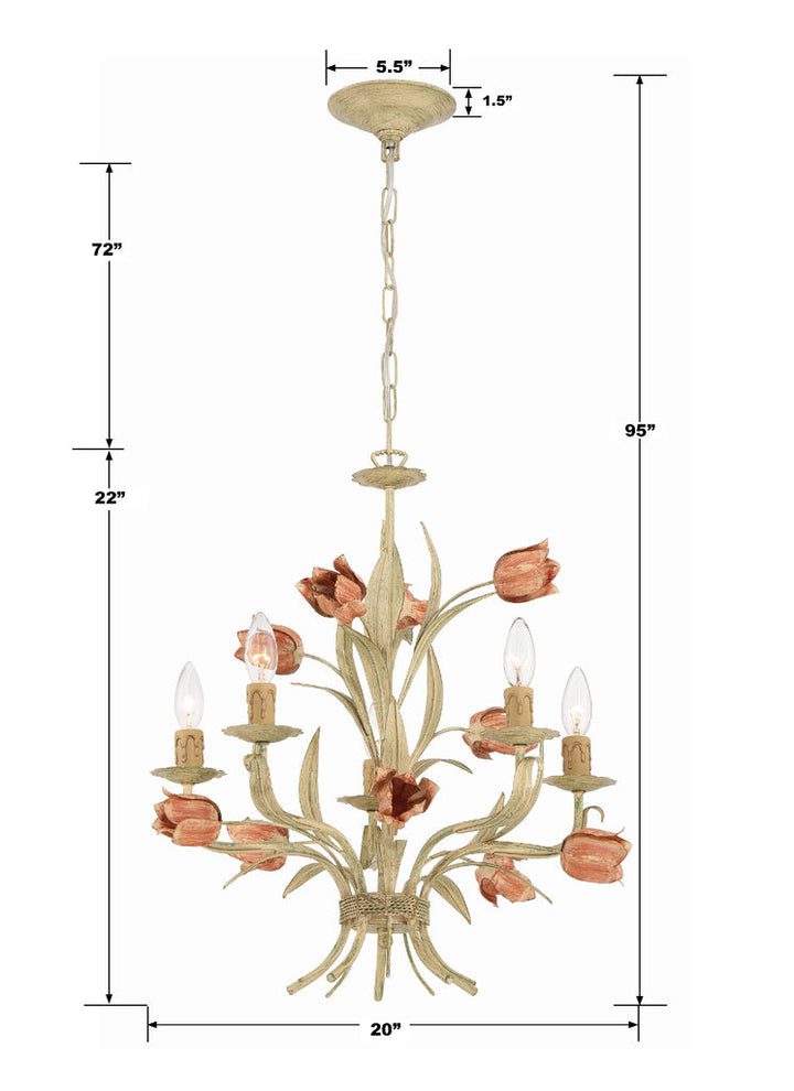 Crystorama Crystorama Southport 5 Light Sage Rose Chandelier