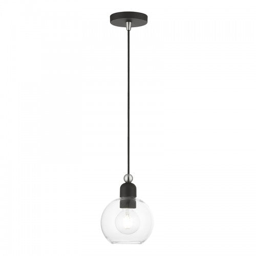 1 Light Black with Brushed Nickel Accents Sphere Mini Pendant Pendant Livex