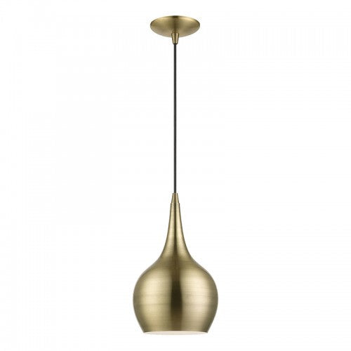 1 Light Antique Brass Mini Pendant Pendant Livex