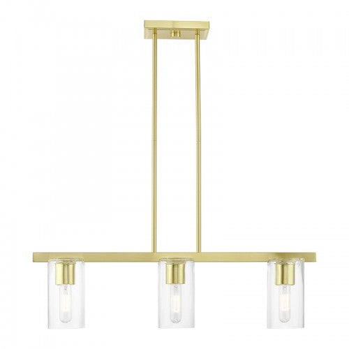 3 Light Satin Brass Linear Chandelier Livex