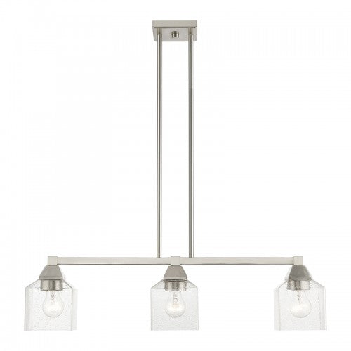 3 Light Brushed Nickel Linear Chandelier Livex