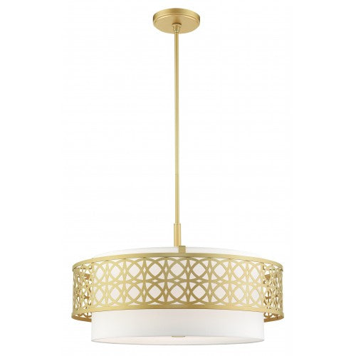 5 Light Soft Gold Pendant Chandelier Livex