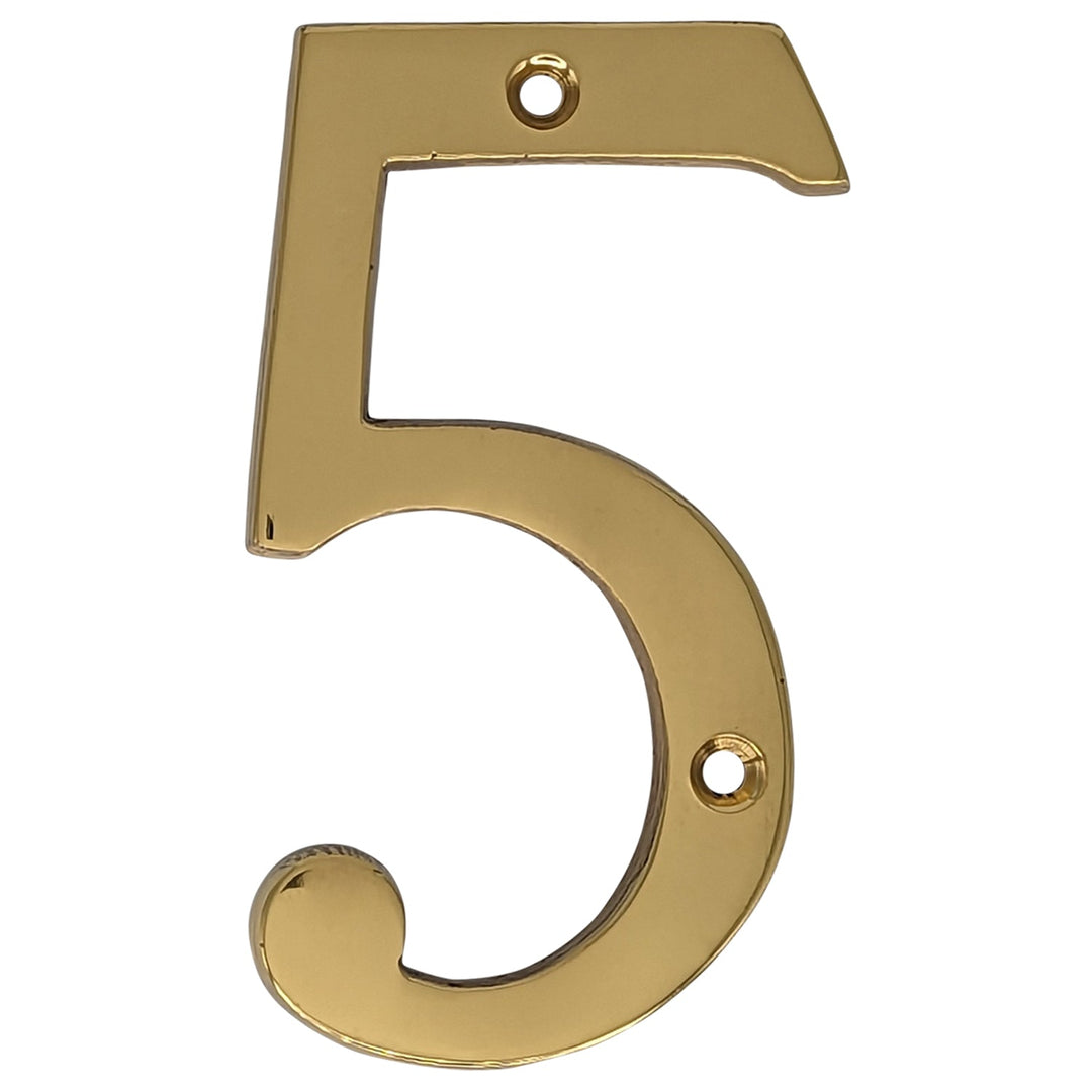COPPER MOUNTAIN HARDWARE Solid Brass 4 Inch Tall Number 5
