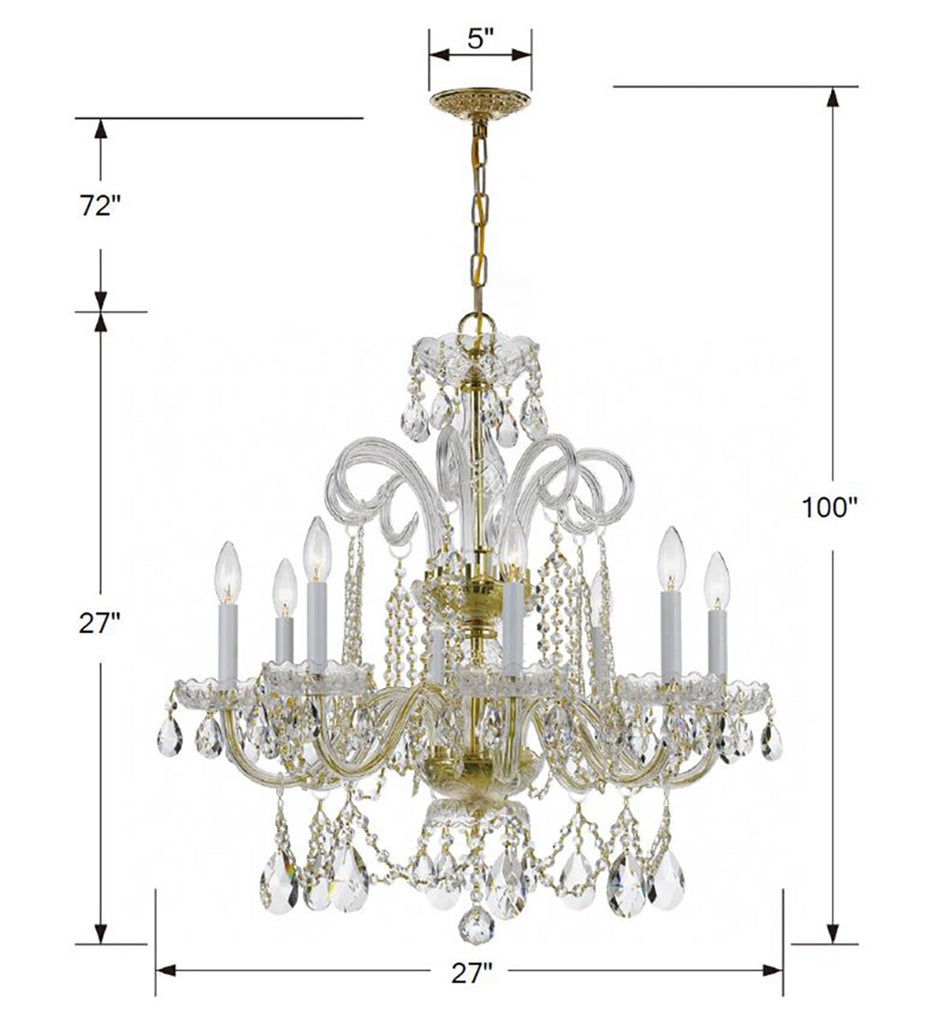 Crystorama Crystorama Traditional Crystal 8 Light Hand Cut Crystal Polished Brass Chandelier