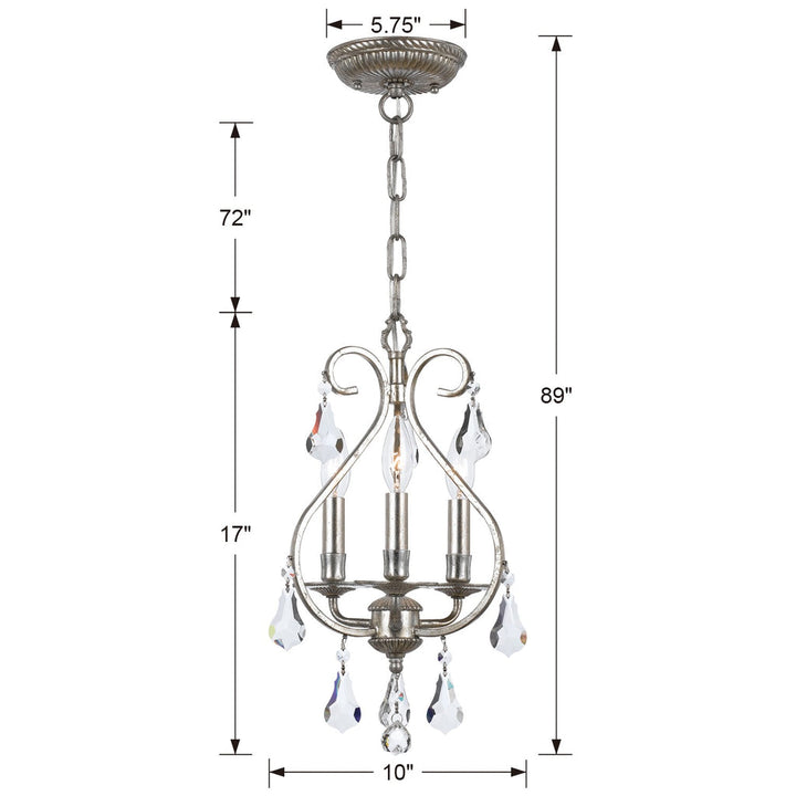 Crystorama Crystorama Ashton 3 Light Hand Cut Crystal Olde Silver Mini Chandelier