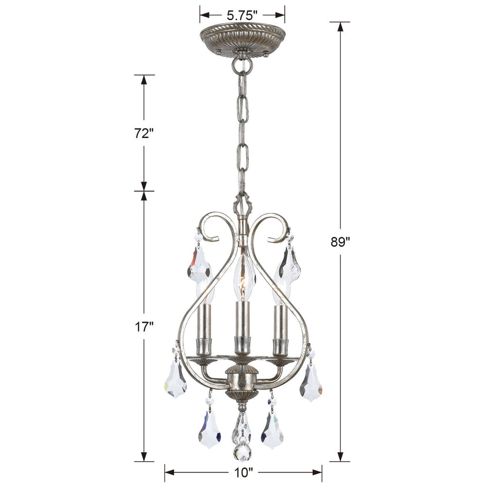 Crystorama Crystorama Ashton 3 Light Swarovski Strass Crystal Olde Silver Mini Chandelier