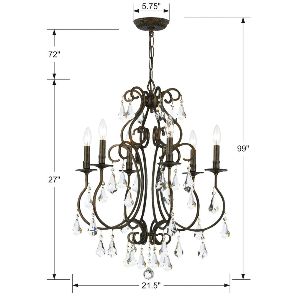 Crystorama Crystorama Ashton 6 Light Hand Cut Crystal English Bronze Chandelier