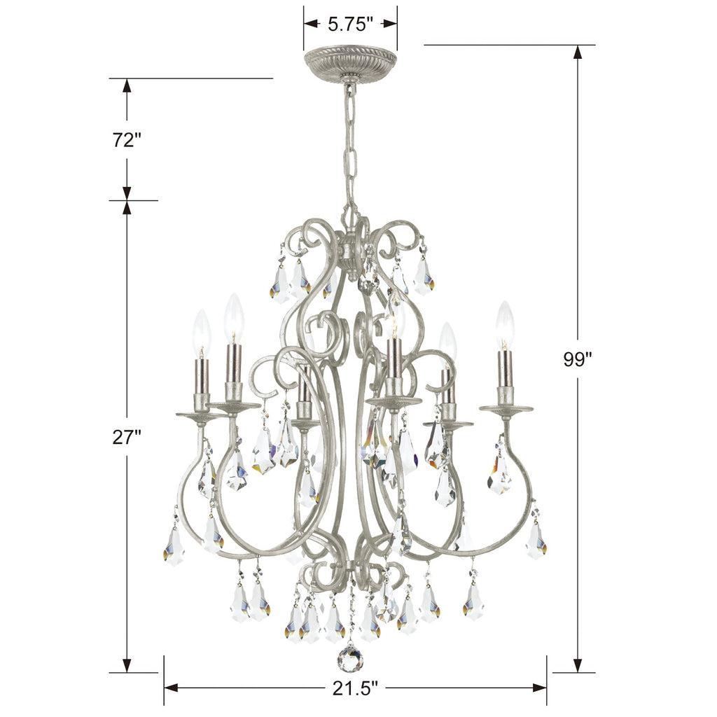 Crystorama Crystorama Ashton 6 Light Hand Cut Crystal Olde Silver Chandelier