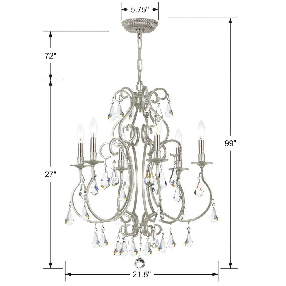 Crystorama Crystorama Ashton 6 Light Swarovski Strass Crystal Olde Silver Chandelier