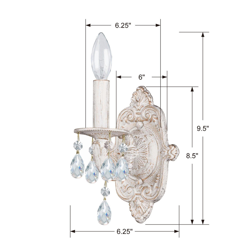 Crystorama Crystorama Paris Market 1 Light Spectra Crystal Antique White Sconce