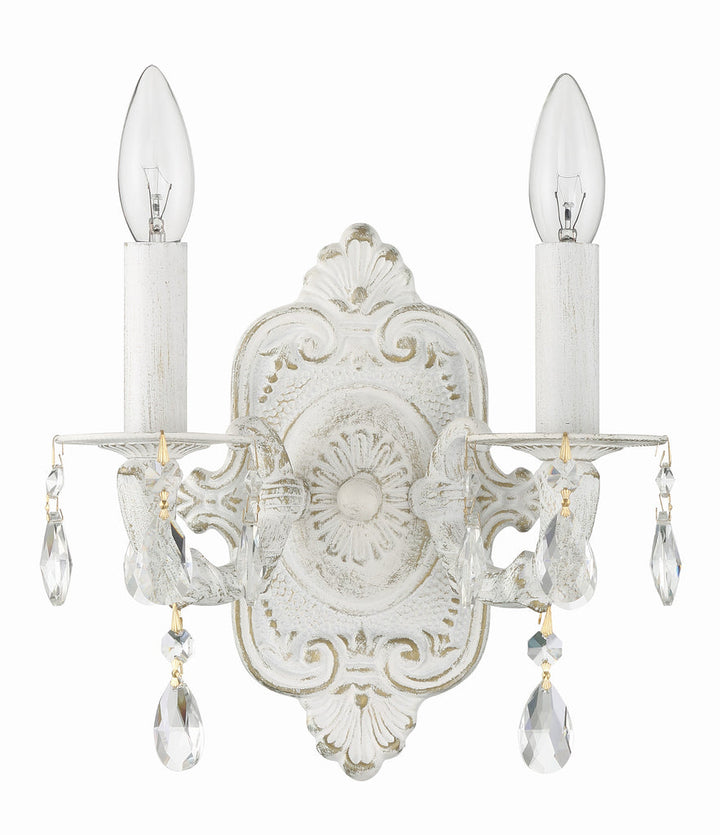 Crystorama Crystorama Paris Market 2 Light Clear Crystal Antique White Sconce