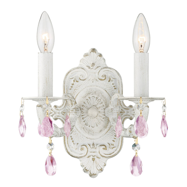 Crystorama Crystorama Paris Market 2 Light Clear Crystal Antique White Sconce