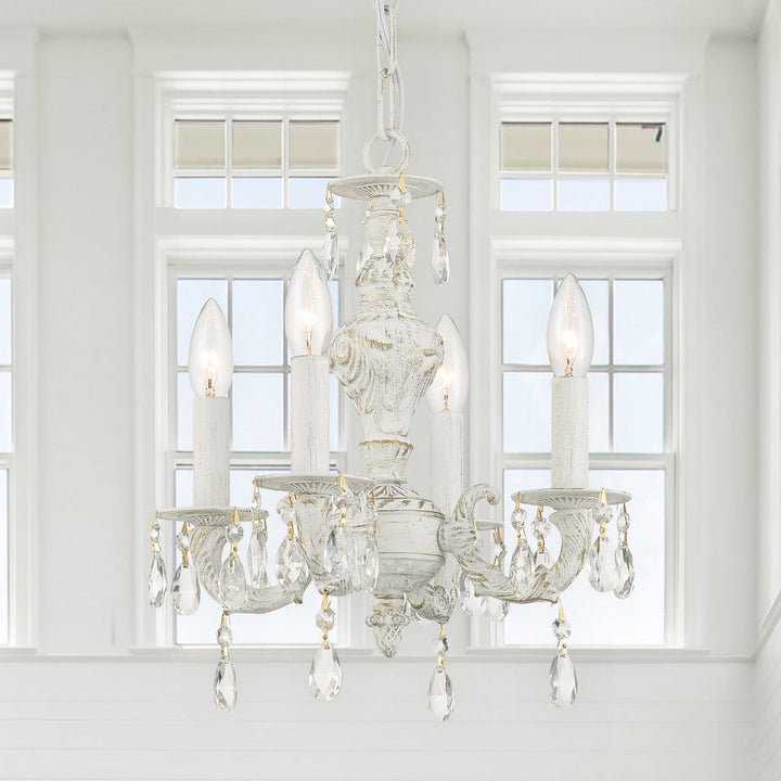 Crystorama Crystorama Paris Market 4 Light Clear Crystal Antique White Mini Chandelier