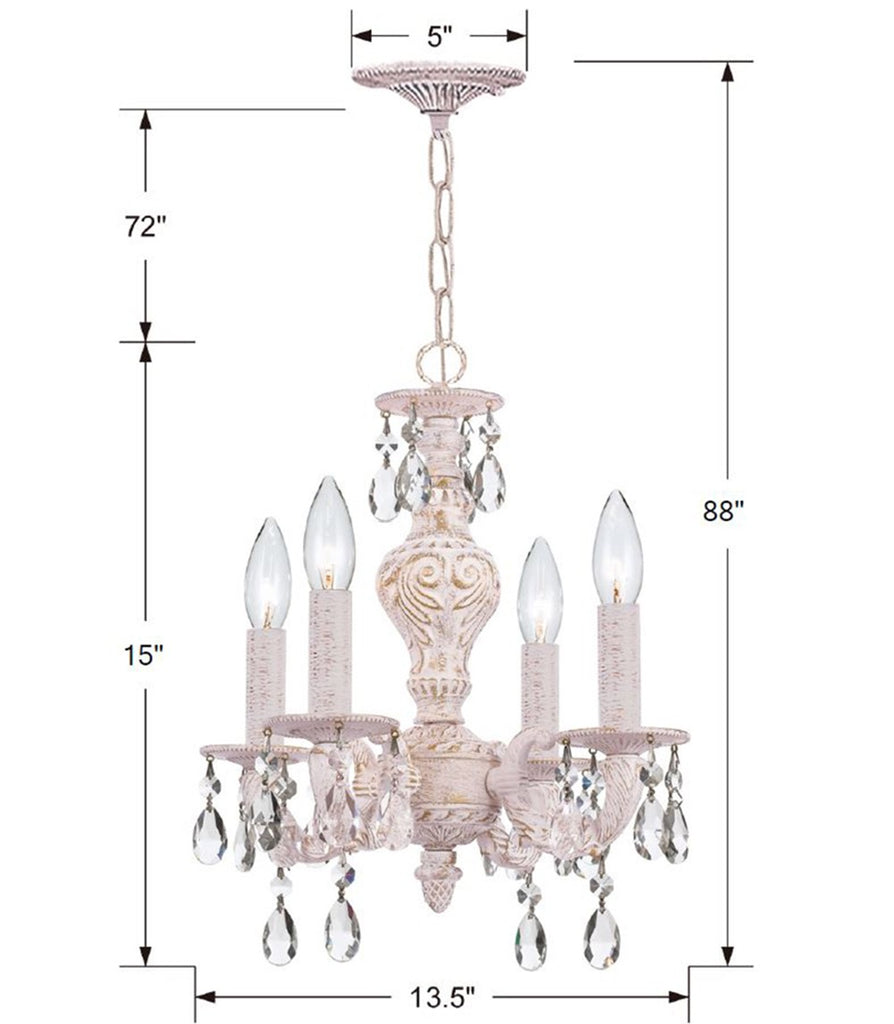 Crystorama Crystorama Paris Market 4 Light Spectra Crystal Antique White Mini Chandelier