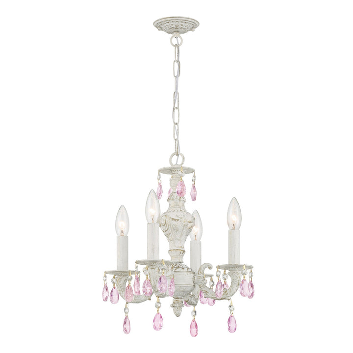 Crystorama Crystorama Paris Market 4 Light Rose Crystal Antique White Mini Chandelier