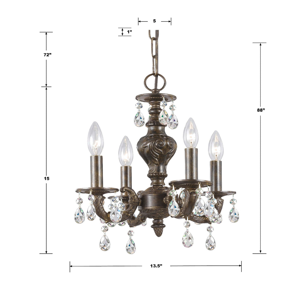 Crystorama Crystorama Paris Market 4 Light Clear Crystal Venetian Bronze Mini Chandelier