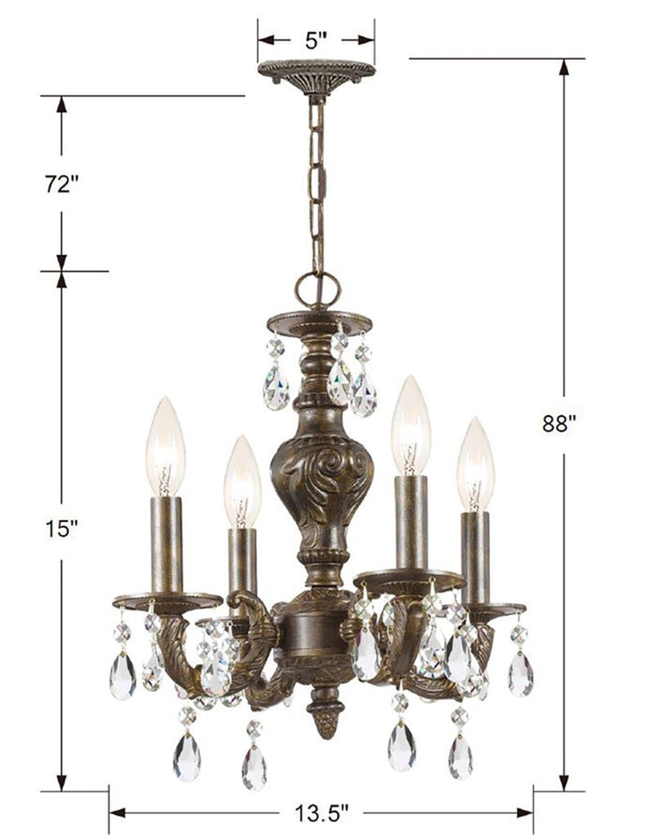 Crystorama Crystorama Paris Market 4 Light Spectra Crystal Venetian Bronze Mini Chandelier