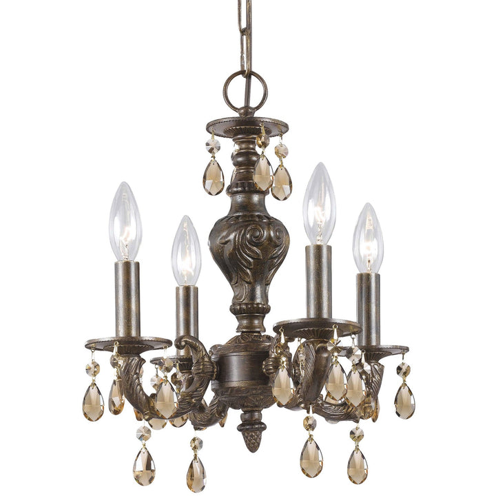 Crystorama Crystorama Paris Market 4 Light Golden Teak Hand Cut Crystal Venetian Bronze Mini Chandelier