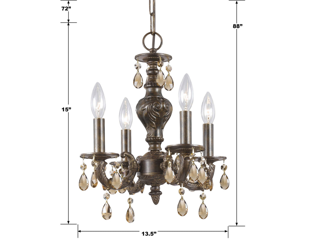 Crystorama Crystorama Paris Market 4 Light Spectra Crystal Venetian Bronze Mini Chandelier