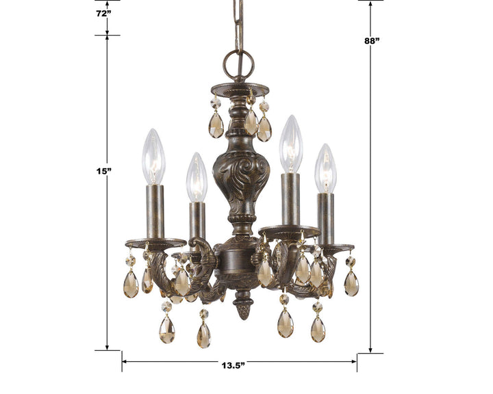 Crystorama Crystorama Paris Market 4 Light Golden Teak Swarovski Strass Crystal Venetian Bronze Mini Chandelier