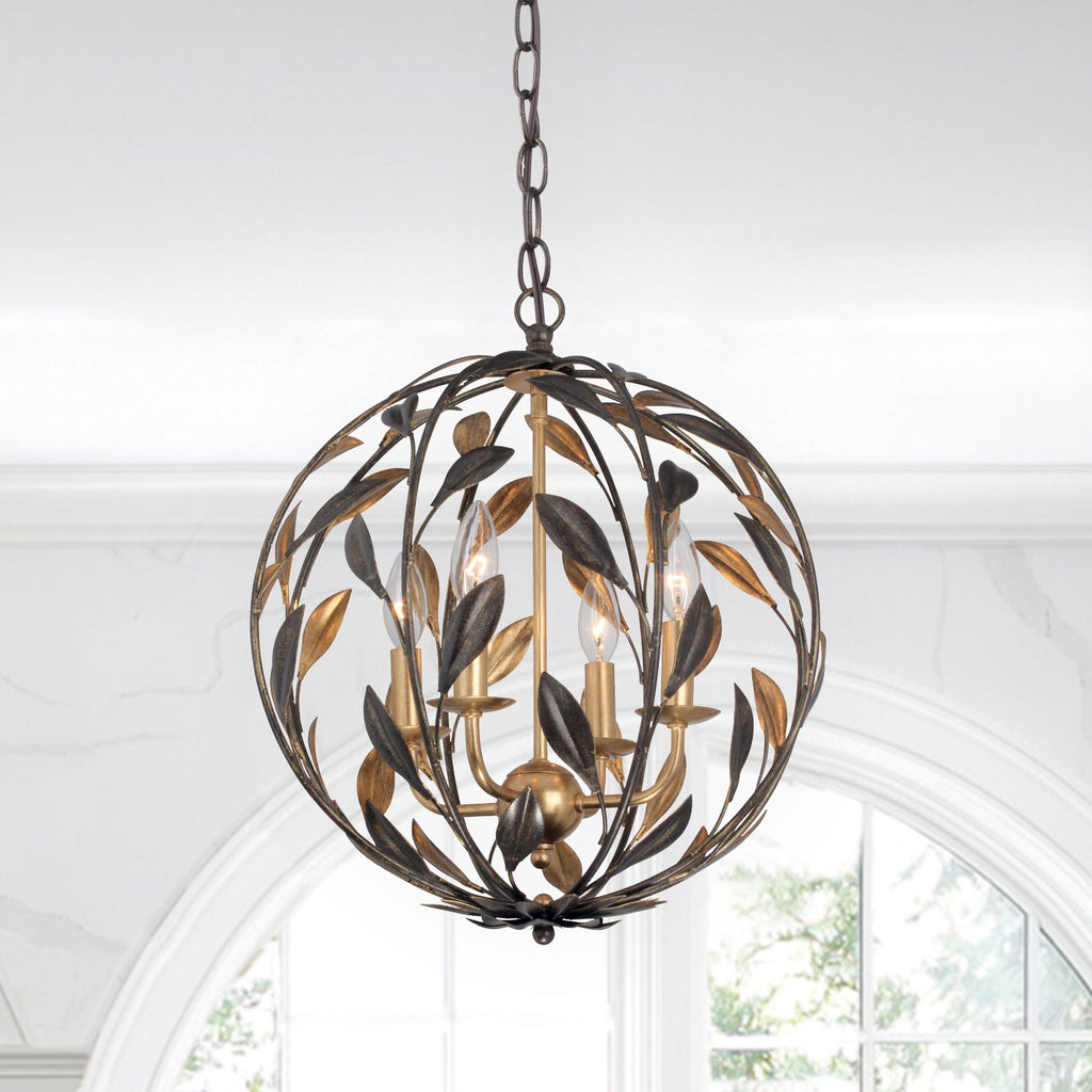 Crystorama Crystorama Broche 4 Light English Bronze + Antique Gold Sphere Mini Chandelier