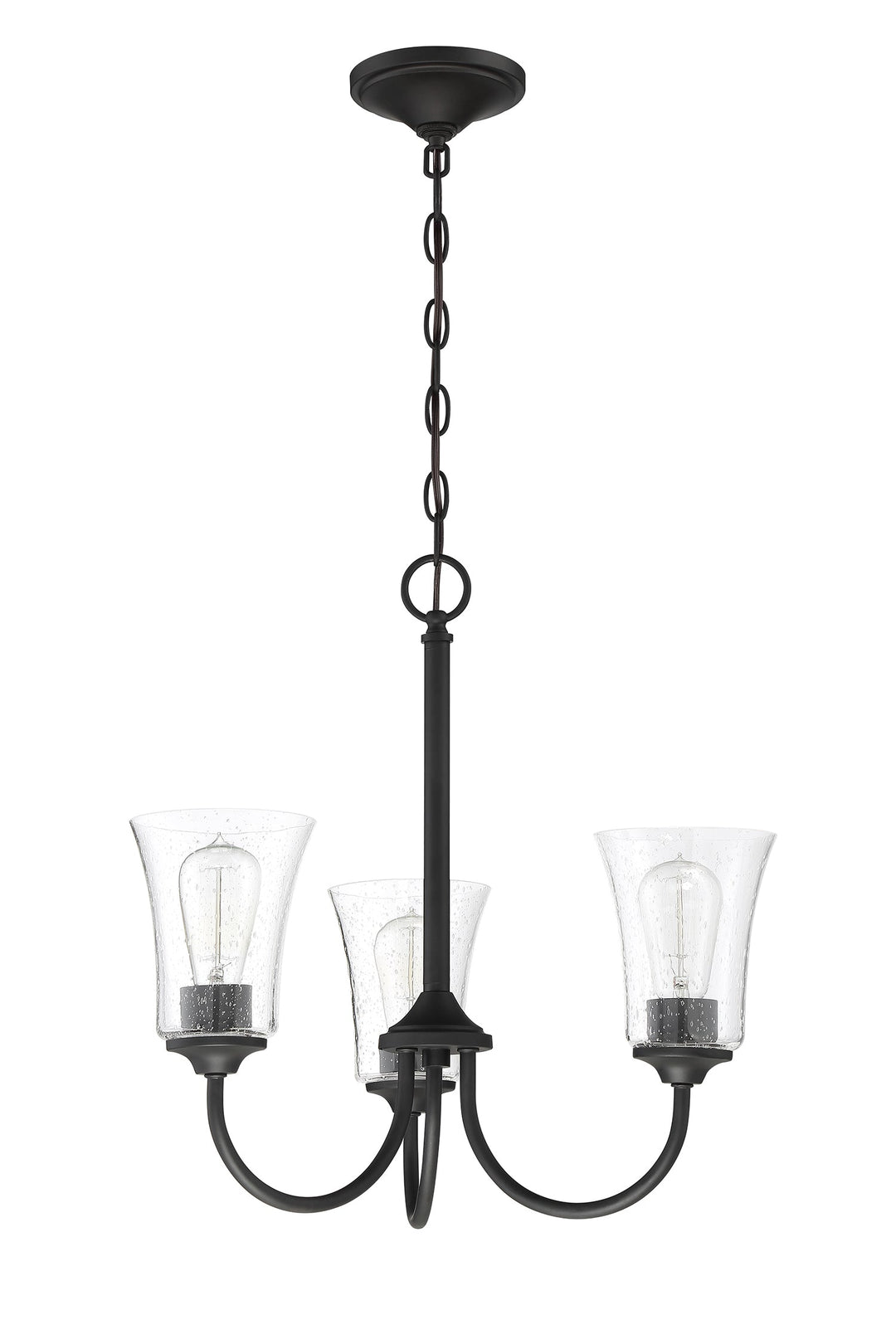 ##Antique Hardware## Gwyneth 3 Light Chandelier in Flat Black