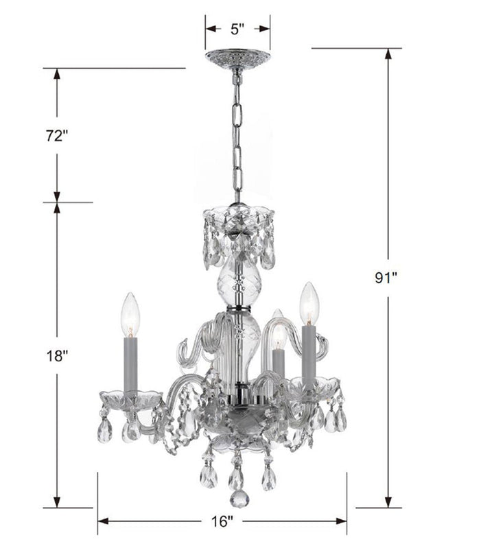Crystorama Crystorama Traditional Crystal 3 Light Clear Italian Crystal Polished Chrome Mini Chandelier