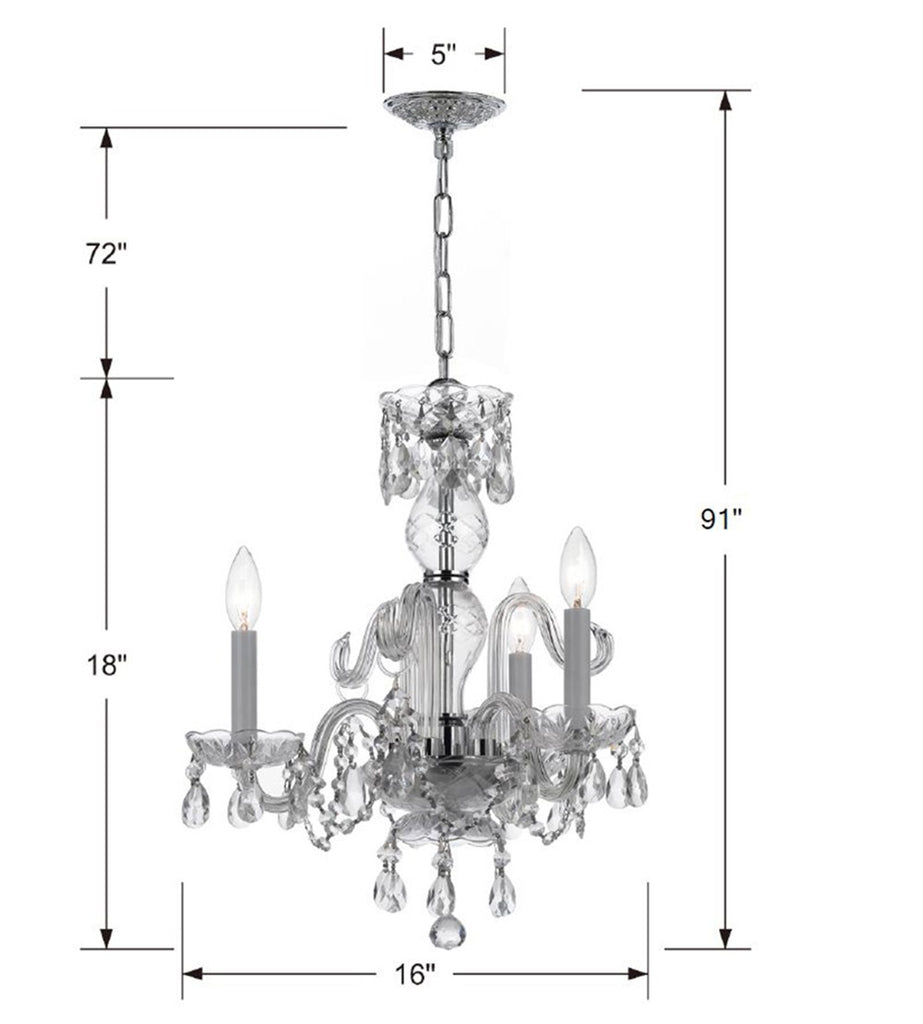 Crystorama Crystorama Traditional Crystal 3 Light Swarovski Strass Crystal Polished Chrome Mini Chandelier