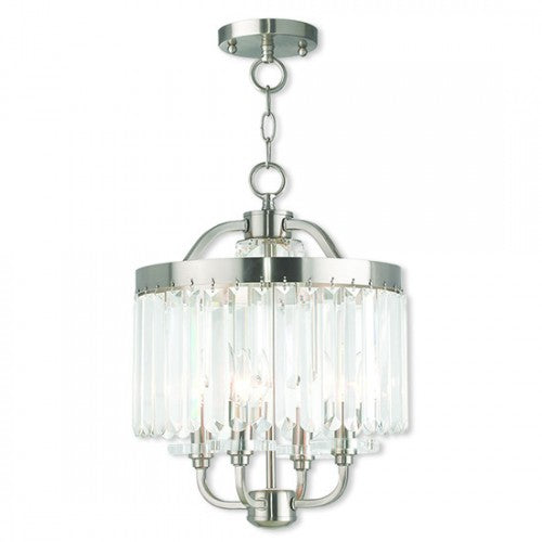 4 Light Brushed Nickel Chandelier/Ceiling Mount Livex