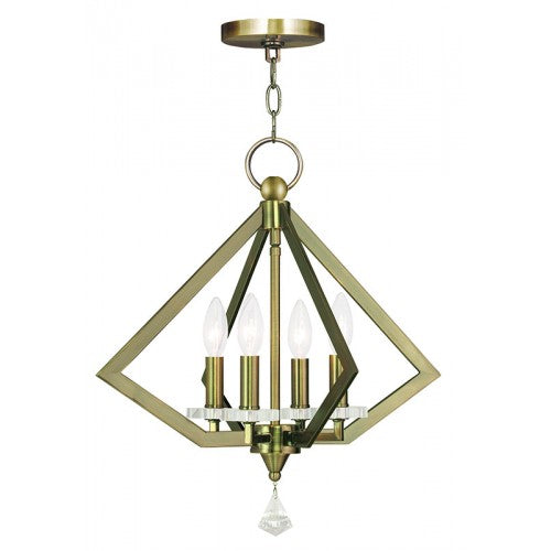 4 Light Antique Brass Chandelier Livex