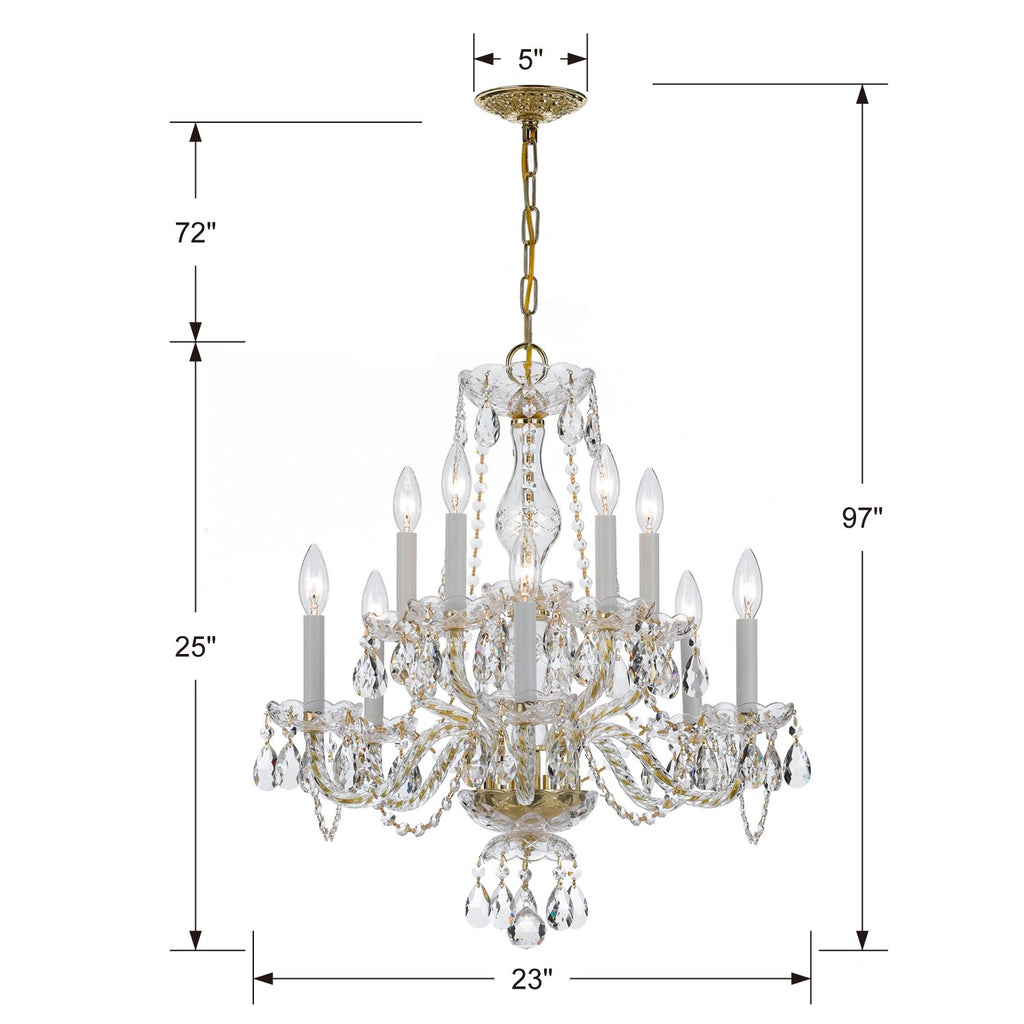Crystorama Crystorama Traditional Crystal 10 Light Spectra Crystal Polished Brass Chandelier