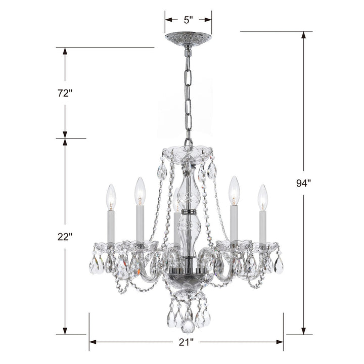 Crystorama Crystorama Traditional Crystal 5 Light Swarovski Strass Crystal Polished Chrome Chandelier