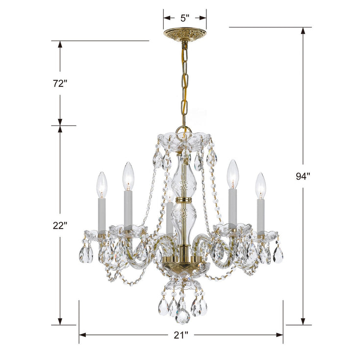 Crystorama Crystorama Traditional Crystal 5 Light Spectra Crystal Polished Brass Chandelier