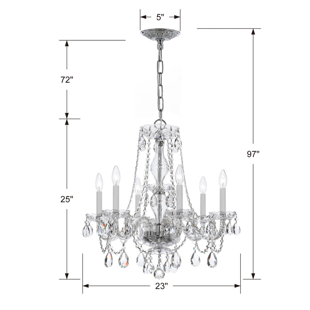 Crystorama Crystorama Traditional Crystal 6 Light Swarovski Strass Crystal Polished Chrome Chandelier