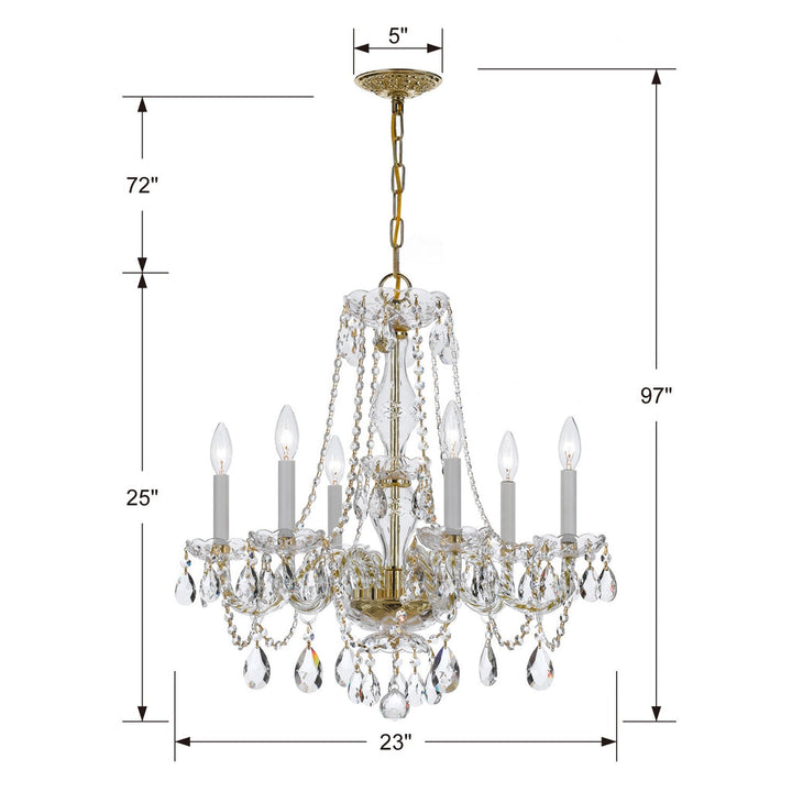 Crystorama Crystorama Traditional Crystal 6 Light Spectra Crystal Polished Brass Chandelier
