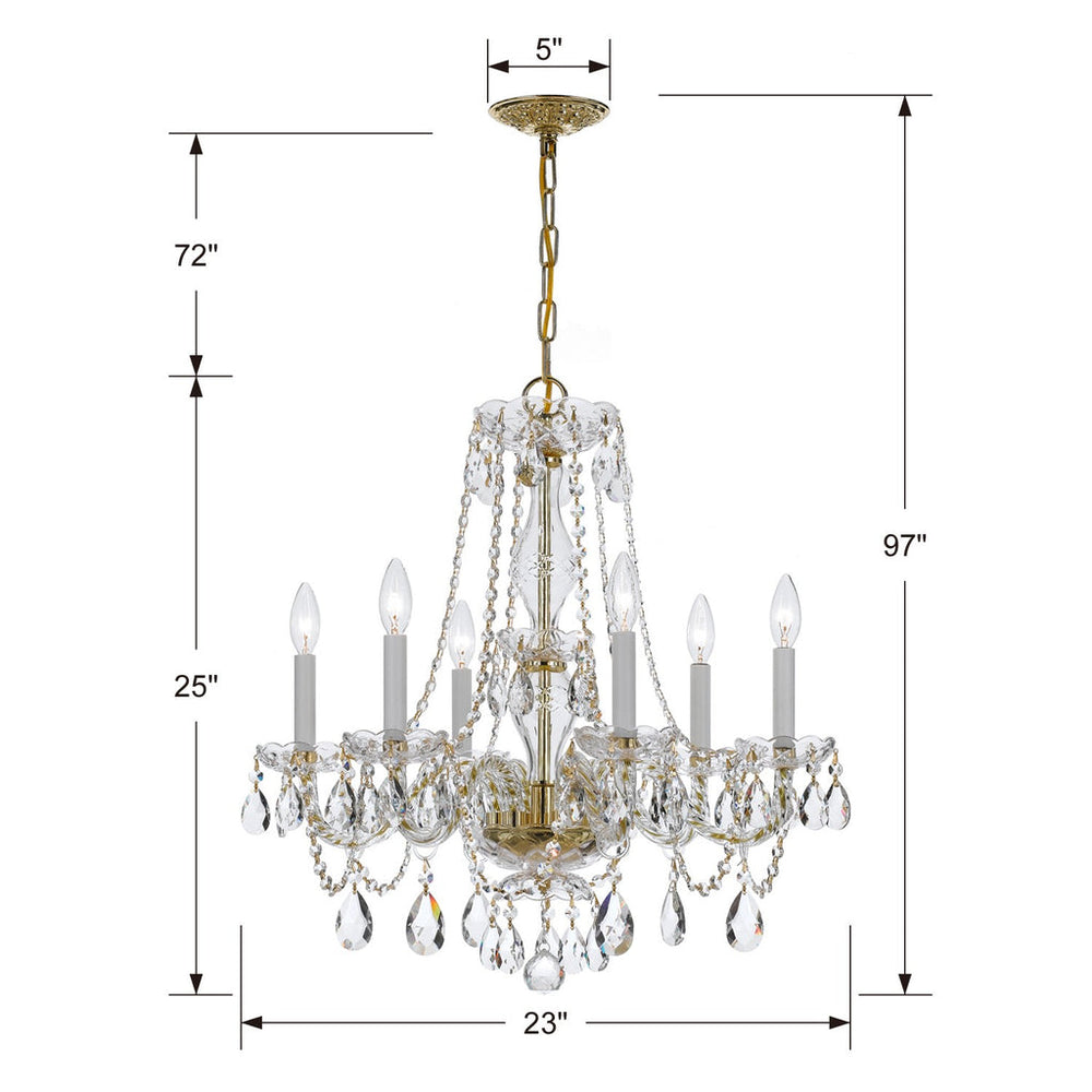 Crystorama Crystorama Traditional Crystal 6 Light Swarovski Strass Crystal Polished Brass Chandelier